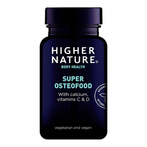 Super Osteofood - Higher Nature - Ενδυνάμωση των οστών. Το Super Osteofood της Higher Nature είναι μια προηγμένη ορθομοριακή φόρμουλα που συμβάλλει στην ενδυνάμωση και καλή υγεία των οστών. Συνδυάζει τη συνεργική δράση των βιταμινών C, D και Β6, με όλα τα απαραίτητα μέταλλα όπως ασβέστιο, μαγνήσιο, βόριο, ψευδάργυρο, μαγγάνιο και χαλκό για την υγεία των οστών και των αρθρώσεων. Πολύ χρήσιμη σε περιπτώσεις οστεοπόρωσης και καταγμάτων. Παρέχει μια φυσική πηγή ασβεστίου, το Lithothamnion calcarea (απολιθωμένο, θαλάσσιο φύκι), το οποίο απορροφάται εύκολα και χρησιμοποιείται άμεσα από τον οργανισμό.